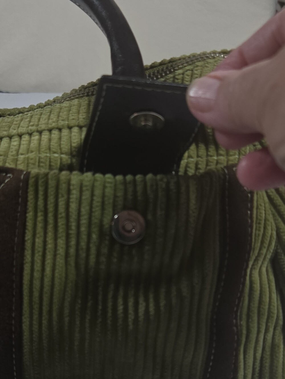 Matt & Nat Olive Green Corduroy Tote with Dark Brown Accents - Picture 3 of 8